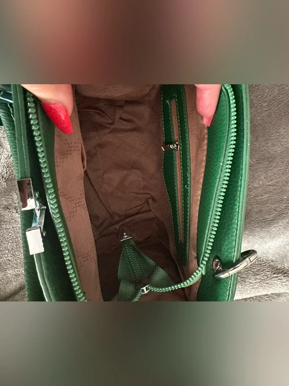 New Three Piece Green Tote, Crossbody & Wallet Set